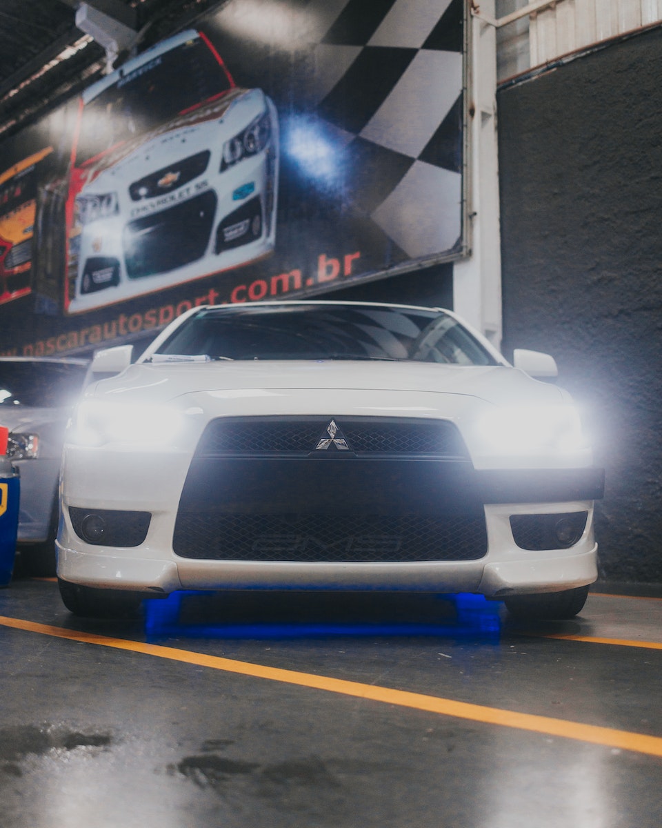 Modified Mitsubishi Lancer in a Car Dealership